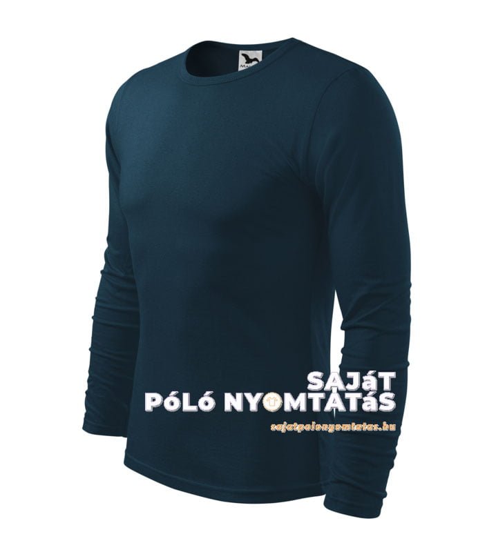 férfi hosszú ujjú póló nyomás tengerészkék
