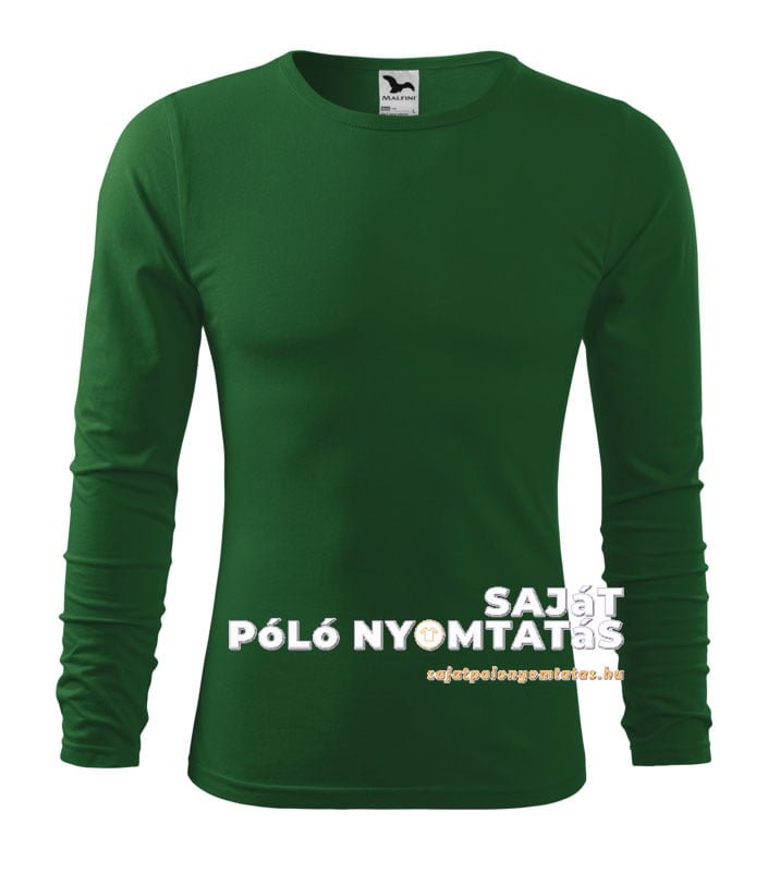 férfi hosszú ujjú póló nyomás üvegzöld