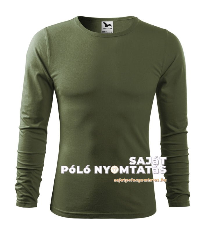 férfi hosszú ujjú póló nyomás khaki