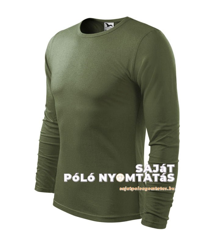 férfi hosszú ujjú póló nyomás khaki