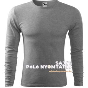 férfi hosszú ujjú póló nyomás sötétszürke melírozott