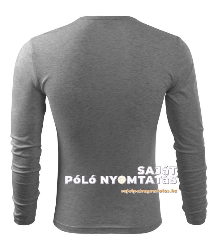 férfi hosszú ujjú póló nyomás sötétszürke melírozott