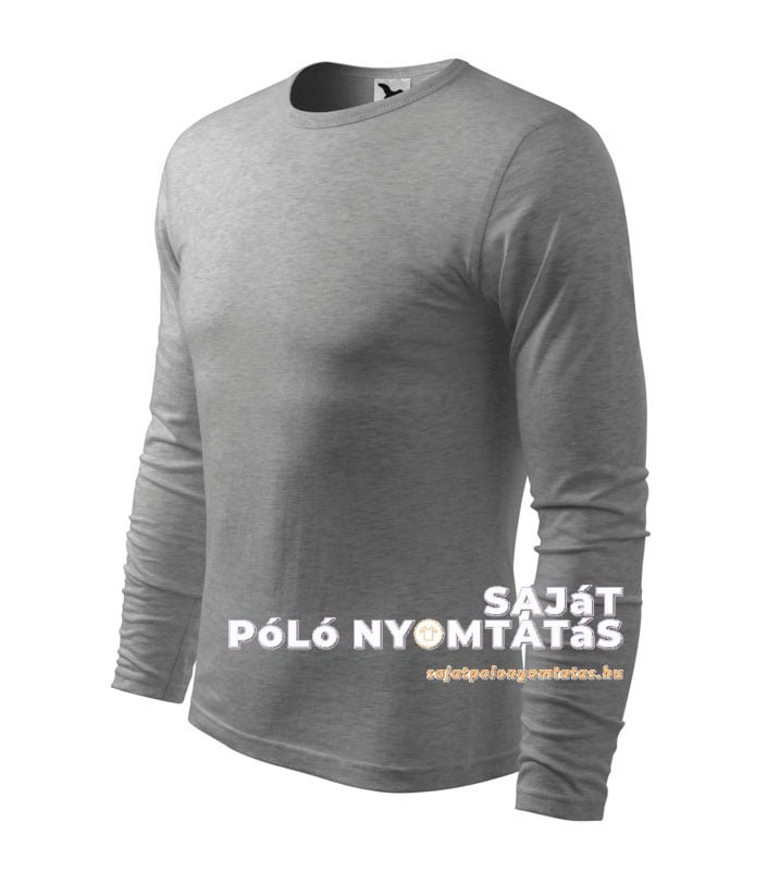 férfi hosszú ujjú póló nyomás sötétszürke melírozott