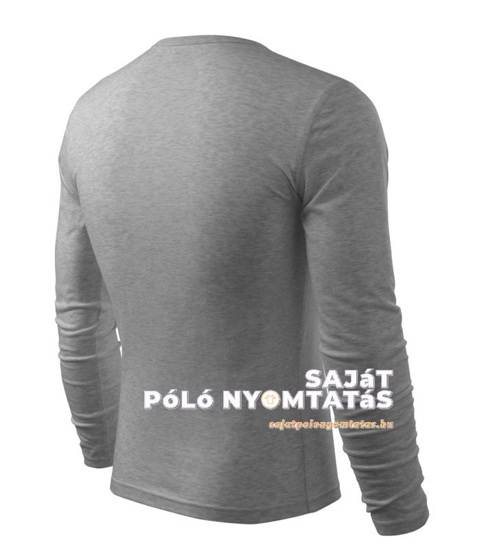 férfi hosszú ujjú póló nyomás sötétszürke melírozott
