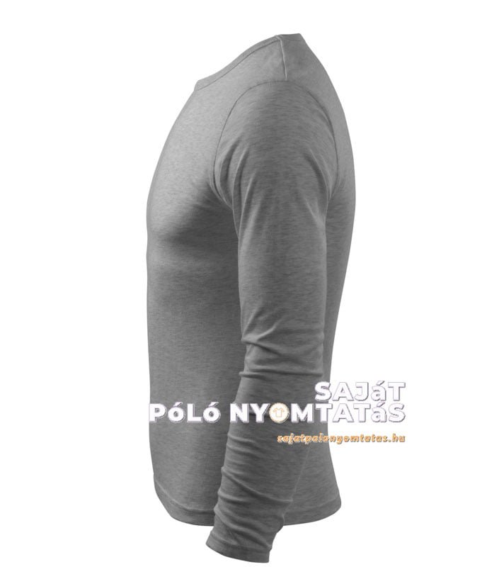 férfi hosszú ujjú póló nyomás sötétszürke melírozott
