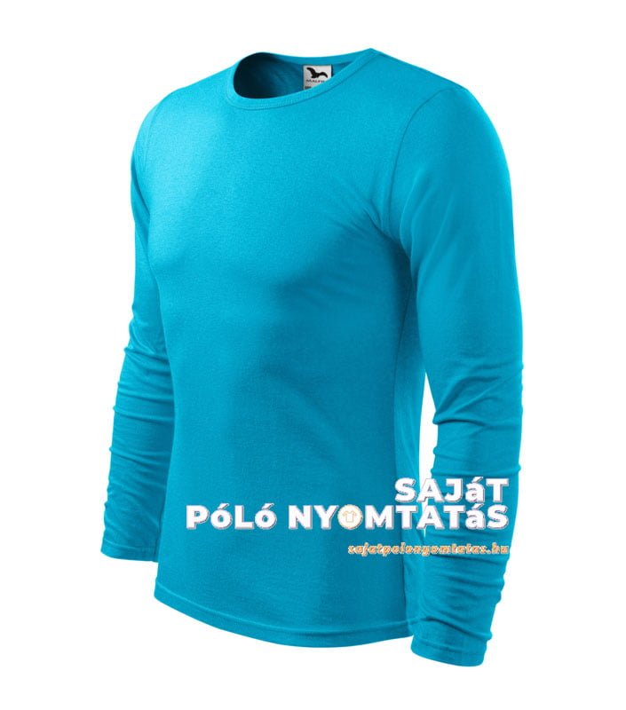 férfi hosszú ujjú póló nyomás türkiz