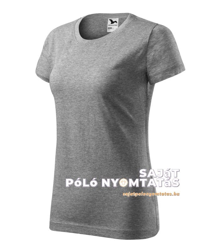 Női póló nyomás sötétszürke melírozott