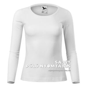 női hosszú ujjú póló nyomás fehér