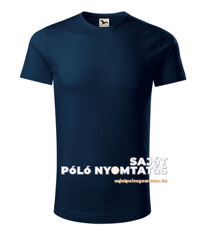 Férfi póló nyomás organikus tengerészkék