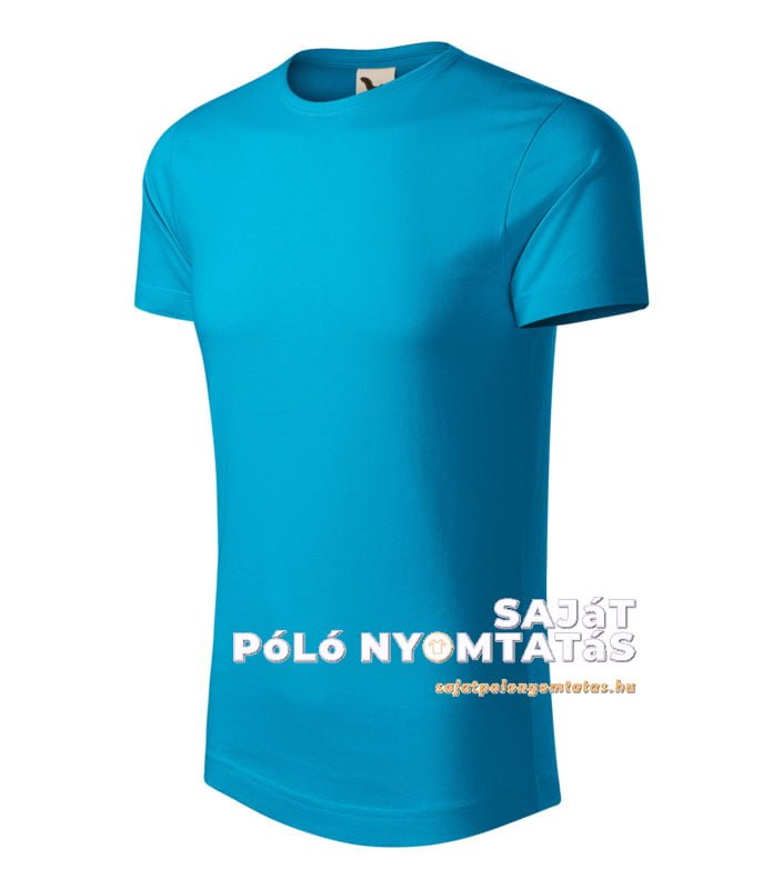 Férfi póló nyomás organikus türkiz