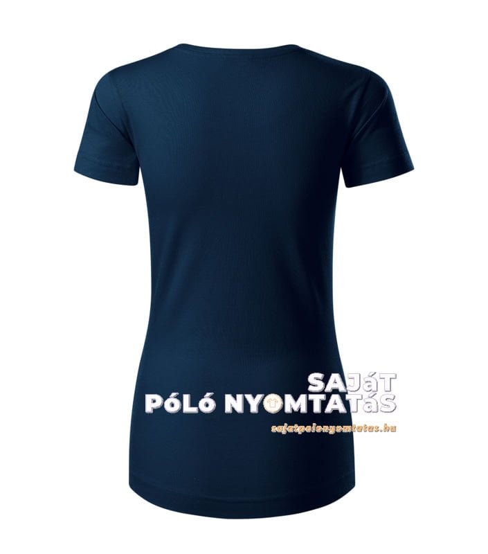női póló nyomás organikus tengerészkék