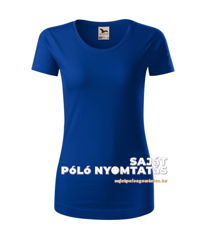 női póló nyomás organikus király kék