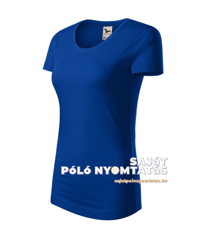 női póló nyomás organikus király kék