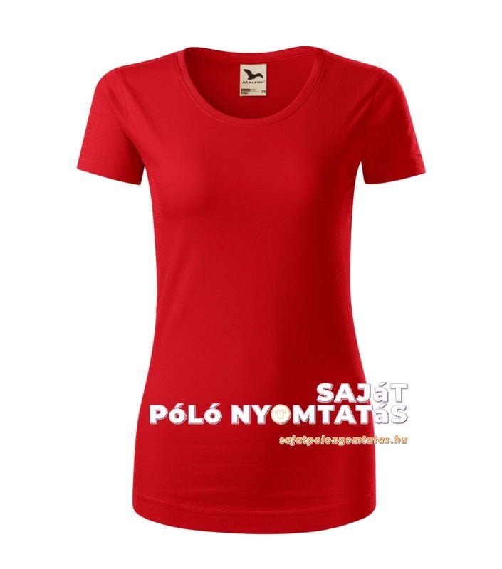 női póló nyomás organikus piros