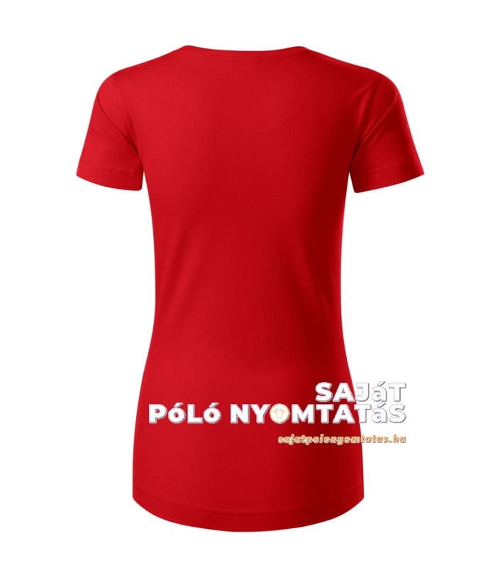 női póló nyomás organikus piros