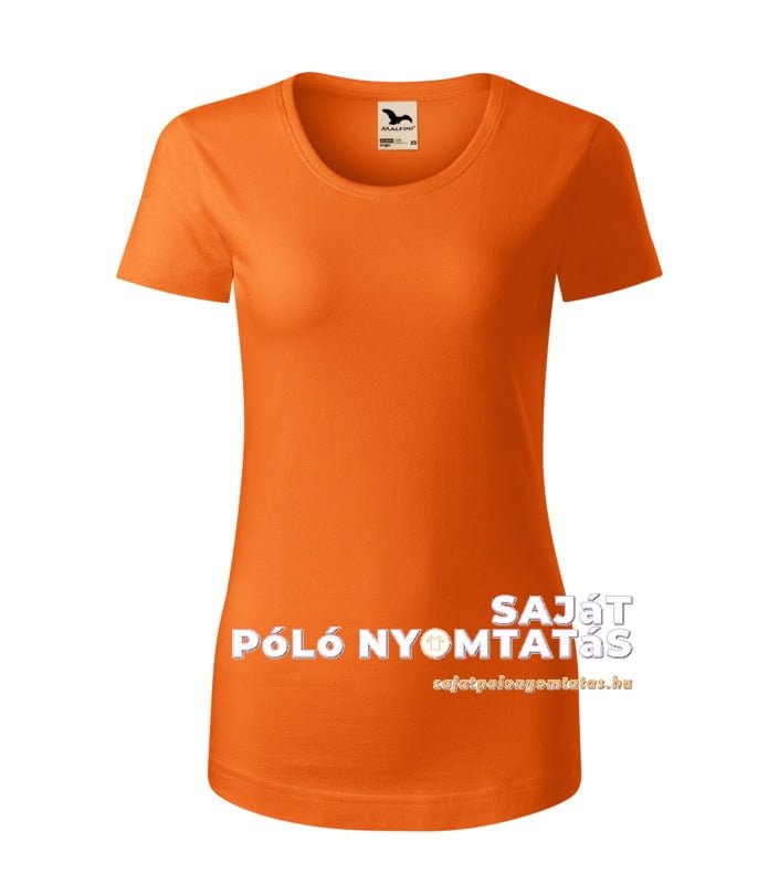 női póló nyomás organikus narancs sárga