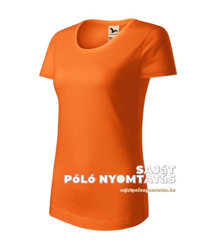 női póló nyomás organikus narancs sárga