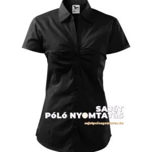 Női ing nyomás rövid ujjú fekete