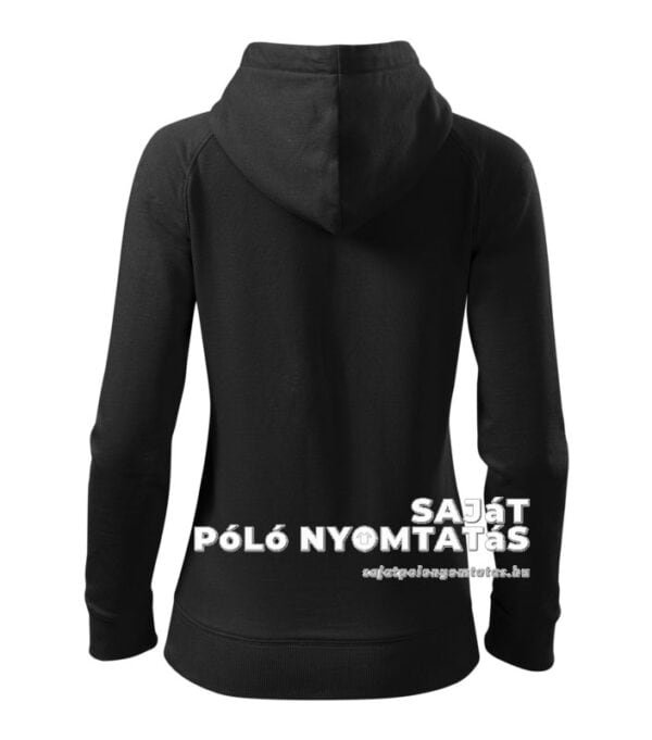 Női pulóver kapucnis nyomás fekete