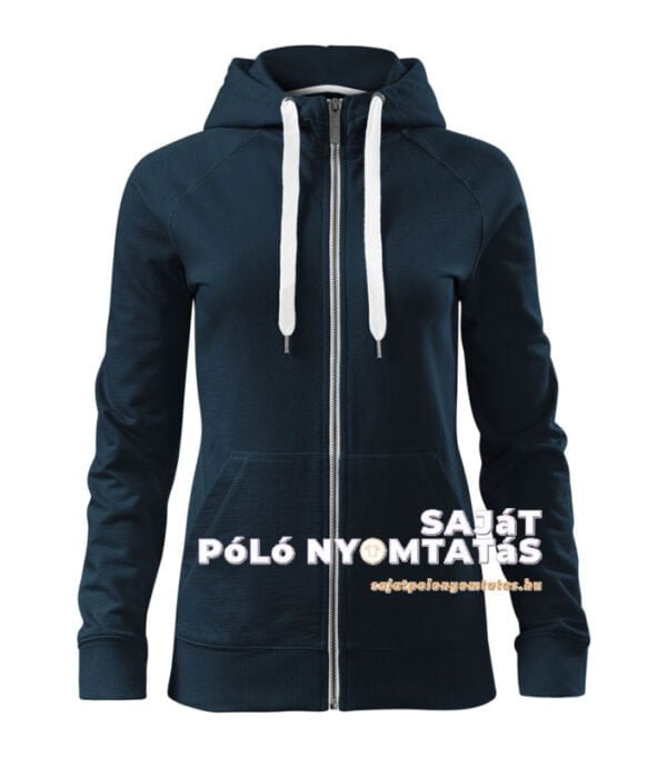 Női pulóver kapucnis nyomás tengerész kék