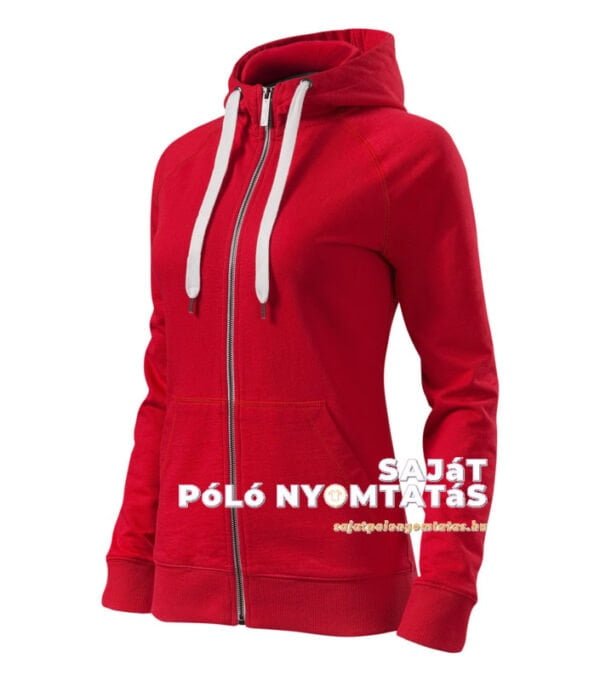 Női pulóver kapucnis nyomás piros