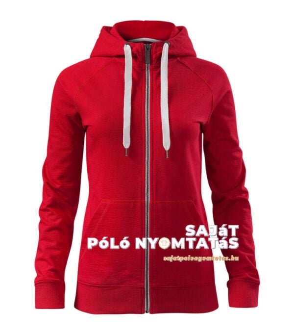 Női pulóver kapucnis nyomás piros