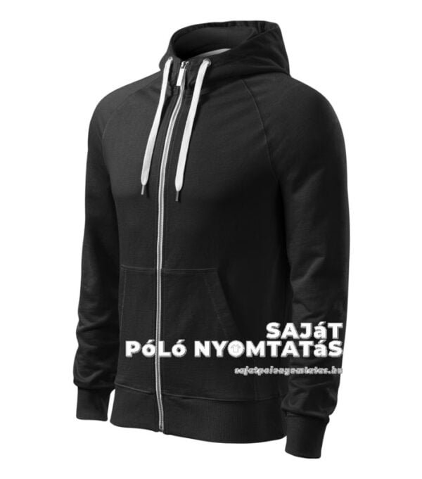 Férfi pulóver kapucnis nyomás fekete