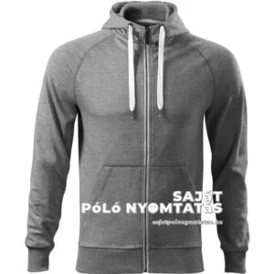 Férfi pulóver kapucnis nyomás sötétszürke melírozott